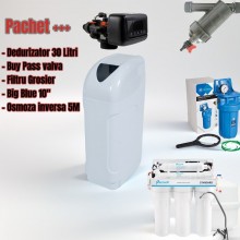 Pachet+++ Osmoza 5M + Filtru Grosier+ Big Blue 10, Sedimente 5m+ ByPass +Dedurizator 30litri